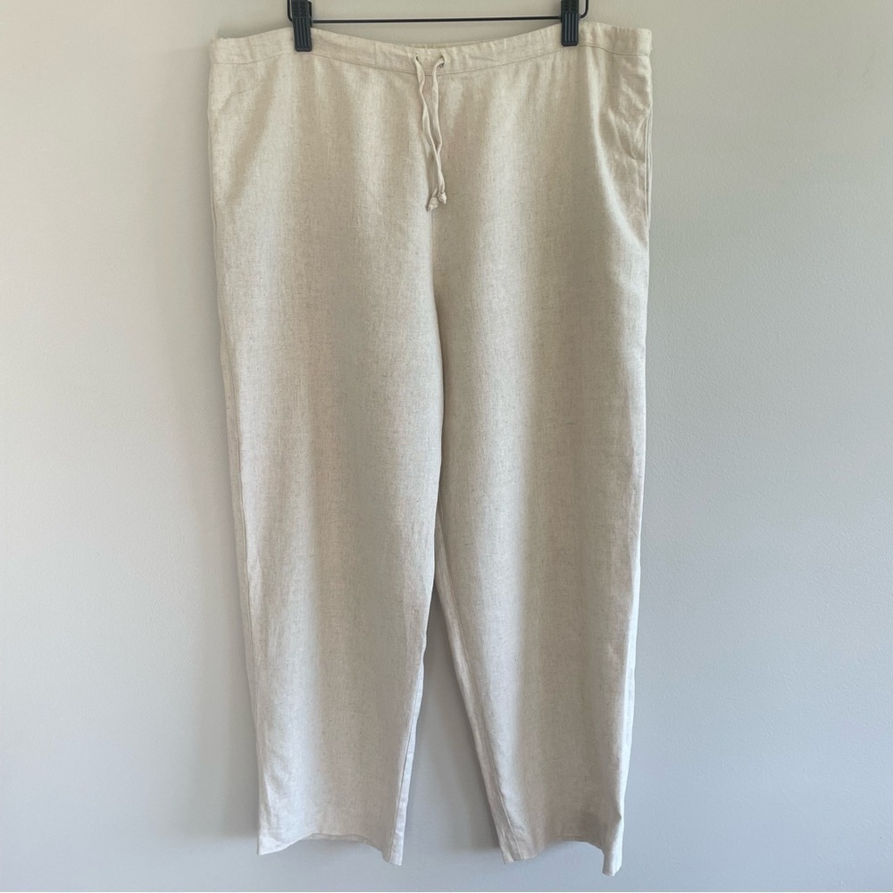 Coldwater Creek Women's Linen Blend Pull On Drawstring Pants Size PM